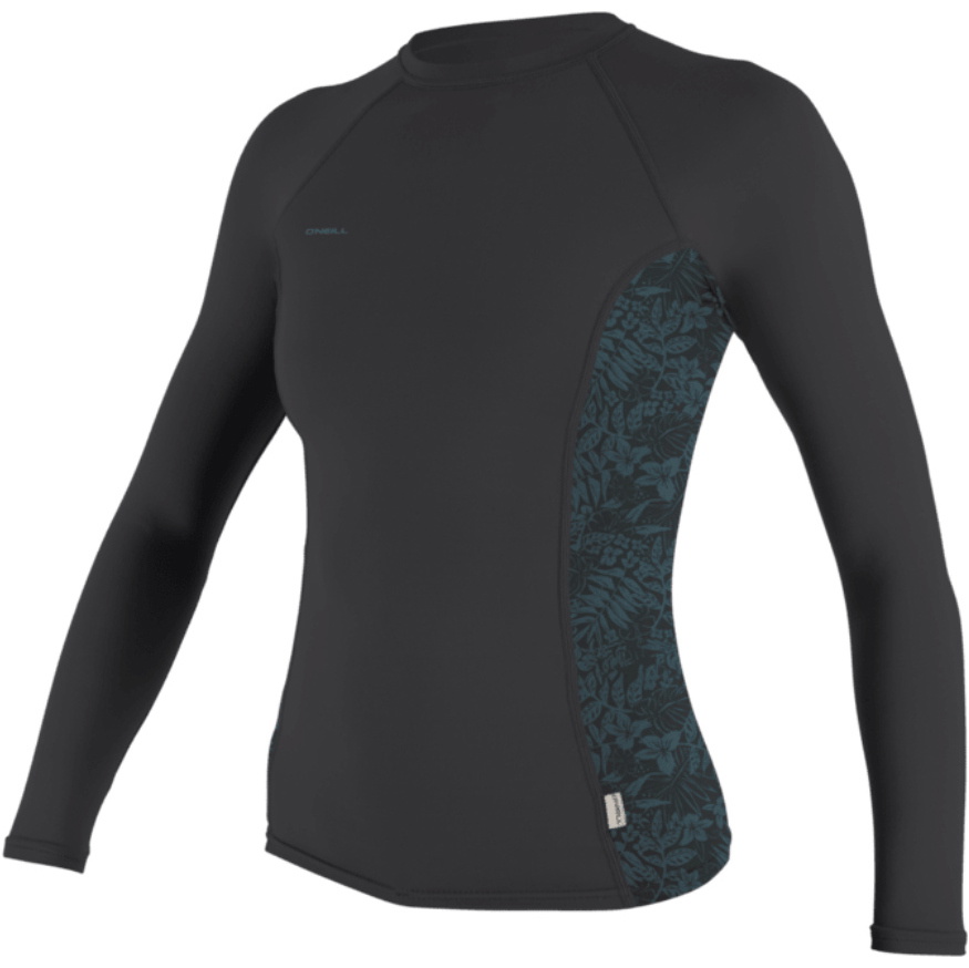 2026 O'Neill Womens Hyperfreak Skins Long Sleeve Rash Vest 5695 - Tempered Steel / Shaded Island Sky